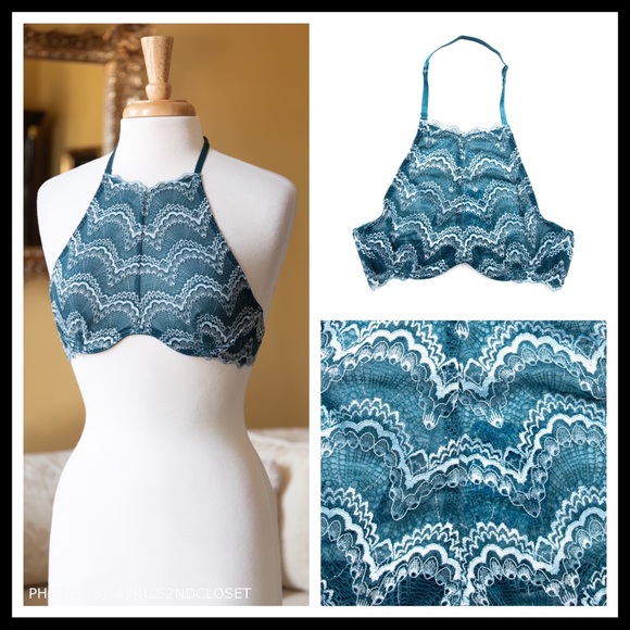 FREE PEOPLE BOHO HALTER LACE BRA BRALETTE A2C - Picture 4 of 8